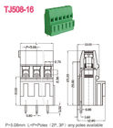 Longitud de desmontaje verde 12-26AWG del tornillo 6-7m m del conector 300V/10A M3 del bloque de terminales