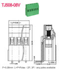Bloque de terminales de tornillo de PCB de tipo euro 300V 15A Verde 5,08 mm de latón