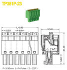 La hembra 2-22 del bloque de terminales enchufable de la separación verde 3.5m m coloca 300V 8A UL94-V0