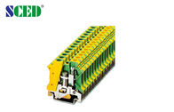 Los bloques de terminales amarillos/del verde 8.2m m de la anchura 6mm2 del dinar del carril molieron el conector de la conexión a tierra