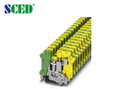 bloques de terminales de tierra verde y amarillo del AWG 24 - 6 de la anchura 10.2m m de los bloques de terminales del carril del dinar 16mm2