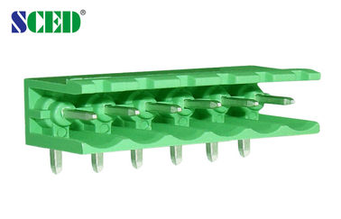 Verde enchufe el terminal de cobre amarillo PA66 300V de la echada 7.62m m del bloque de terminales
