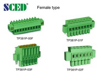 Conector enchufable 300V 8A 2-22 postes PA66 del bloque de terminales de la echada femenina de 3.5m m