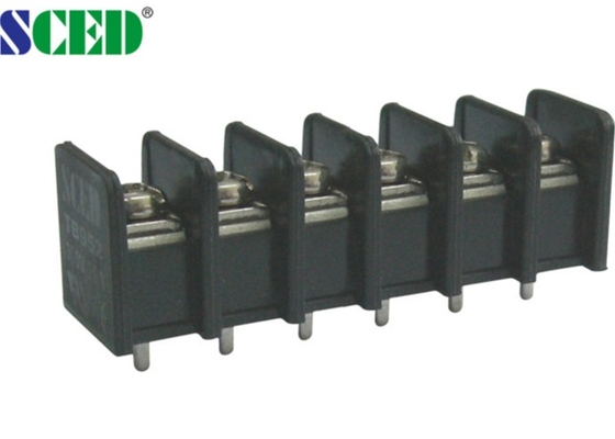 Bloques de terminales negros de cobre amarillo del PWB UL94-V0 20A/echada del tornillo 9.525m m de 300V M4