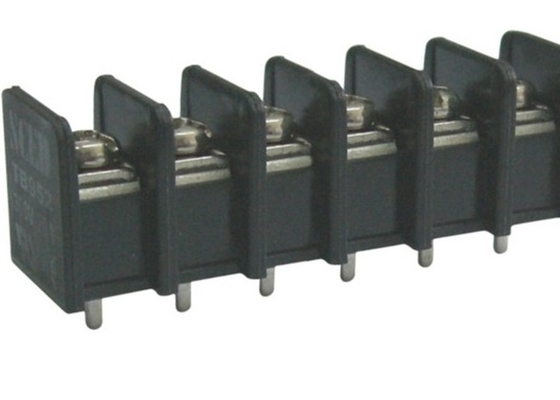 Bloques de terminales negros de cobre amarillo del PWB UL94-V0 20A/echada del tornillo 9.525m m de 300V M4