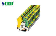 Verde y amarillo de tierra del tornillo del AWG 26-10 M3 del latón 6.2m m de los bloques de terminales 4mm2 del carril del dinar