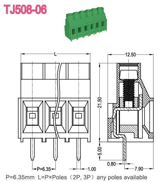 Tipo euro enchufable de los bloques de terminales 300A del PWB de 6.35m m que aumenta serie