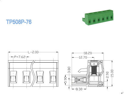 Bloques de terminales enchufables de un solo nivel, conector hembra de cobre amarillo de la echada 7.62m m