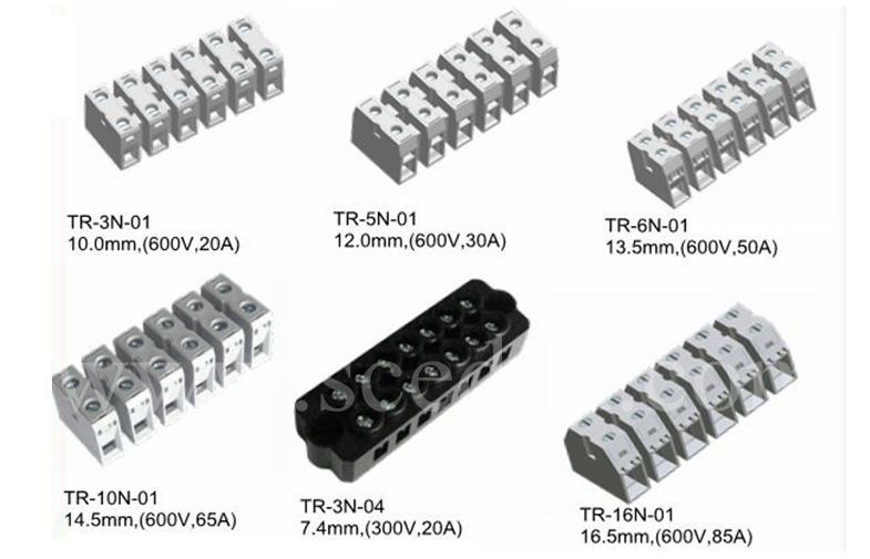 Bloque de conector terminal de la echada 14.5m m 2-16 postes 600V 65A PA66