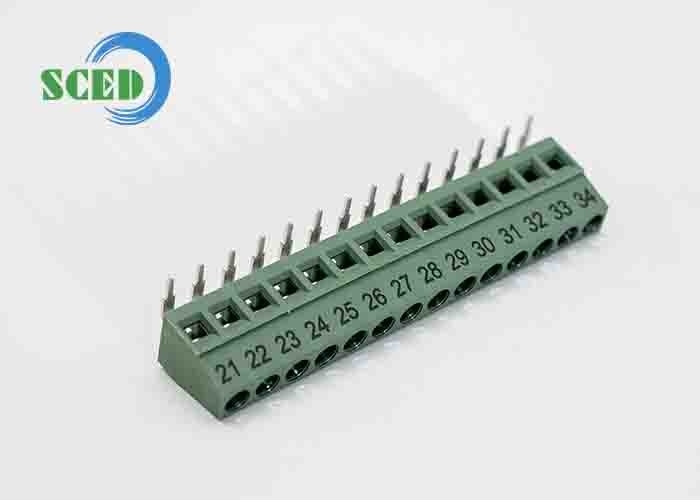 Pitch 5.00mm 300v PCB Terminal Bloque 10A 2P-24P Ángulo recto de entrada de cable 12-26 AWG