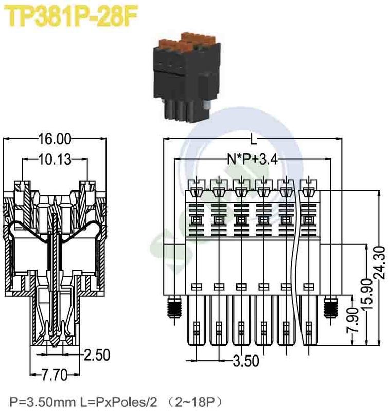 2-24 Contacts Din Rail Terminal Block Made of Durable Phosphor Bronze for Long-Lasting Performance