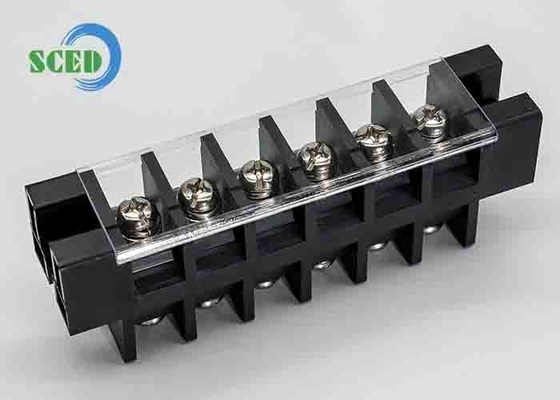 600V PBT 16.00mm Panel de cable negro montado Alimentación a través del conector de bloque terminal cubierta única