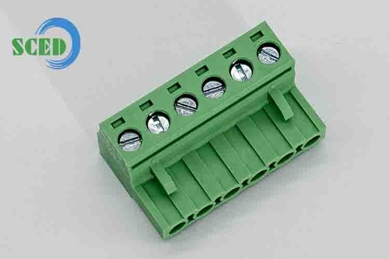 Punto de inclinación 5.08 mm Bloque de terminal enchufable de latón verde M3 PA66 12-30 AWG