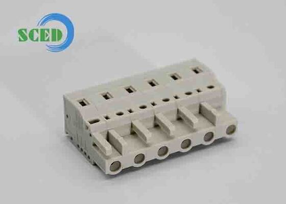 Bloque de terminales enchufable de 2P a 24P con contactor de bronce fosforado y rango de tensión nominal de 300V a 600V para uso industrial
